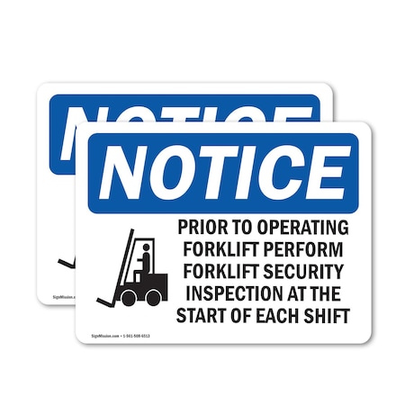 Signmission Prior To Operating Forklift Safety, 18 in W x Rectangle, Vinyl Decal OS-2PACK-NS-D-1218-L-16408